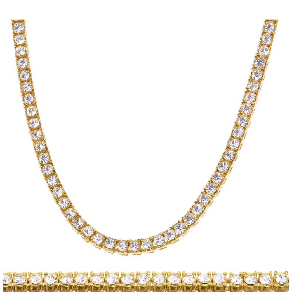 Gold Plated 4mm 1 row Tennis Chains and Bracelets